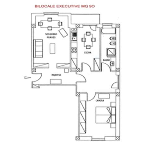 Planimetria monolocale comfort Residence Milano