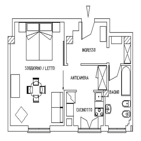 Planimetria monolocale comfort Residence Milano