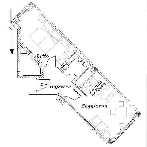 Planimetria monolocale comfort Residence Milano