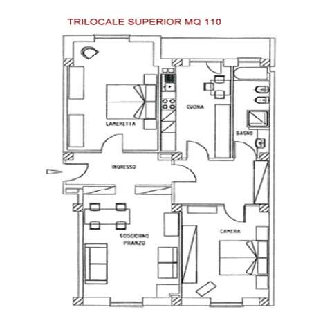 Planimetria Trilocale Residence Milano